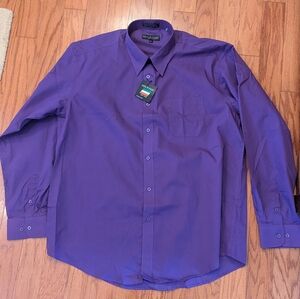 NWOT DANIEL ELLISSA MENS DRESS SHIRT BANDED COLLAR 17.5 purple NWOT sleeve 36-37